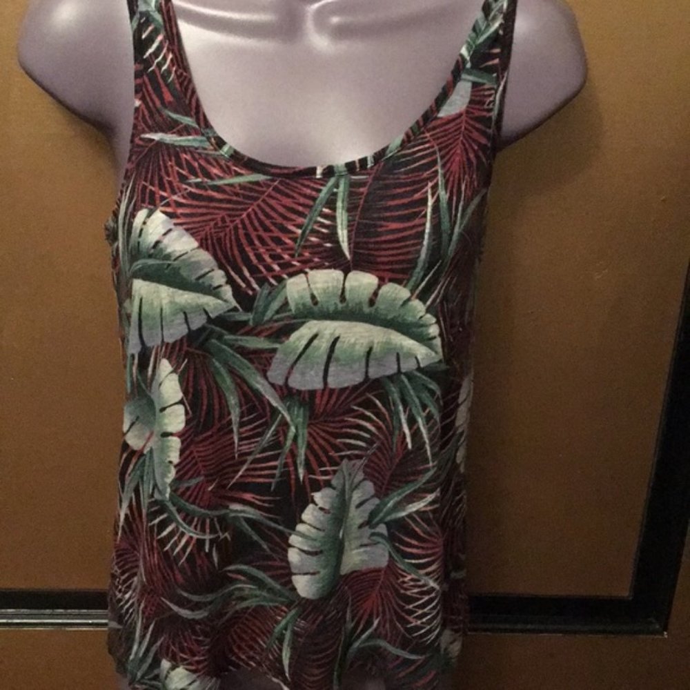 Madewell Tropical Palm Tree Print Linen Tank, Small